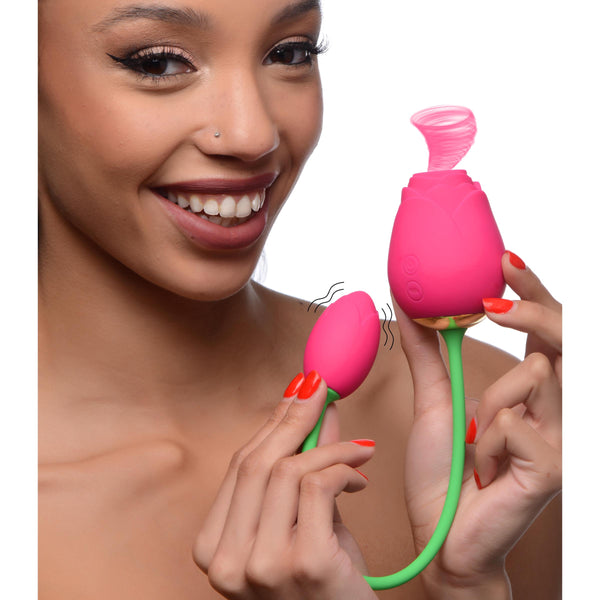 Bloomgasm Rose Duet Sucking Rose and Vibrating Rosette – clitoral suction toy, Silicone