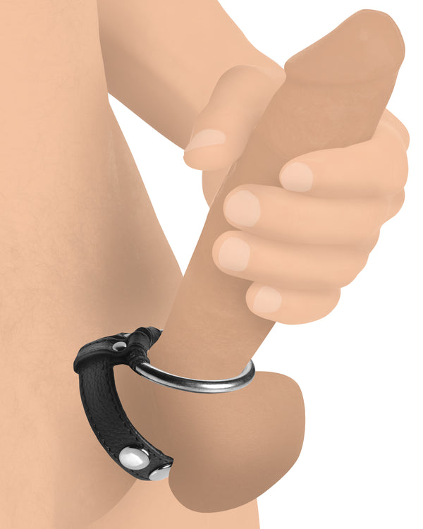 Leather and Steel Cock and Ball Ring – cock ring, Metal