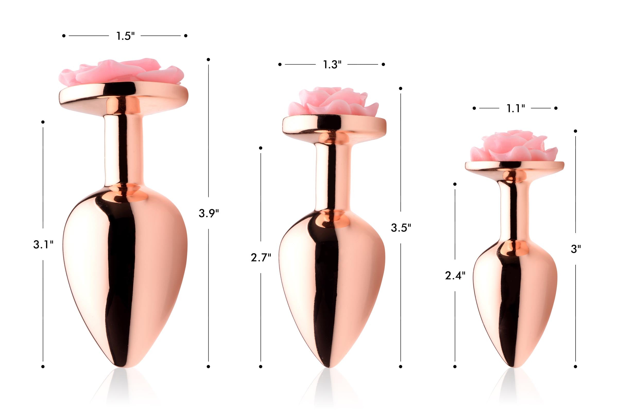 Rose Gold Anal Plug with Pink Flower - Large Rose Gold Anal Plug with Pink Flower - Large
