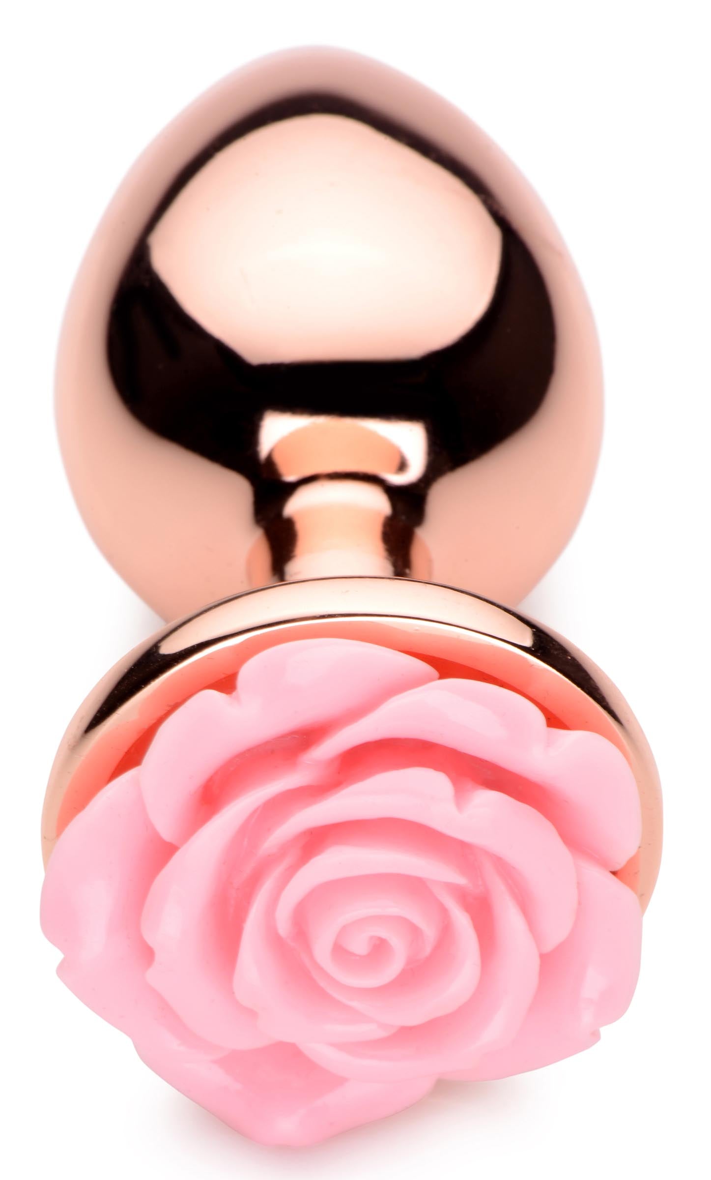 Rose Gold Anal Plug with Pink Flower - Large Rose Gold Anal Plug with Pink Flower - Large