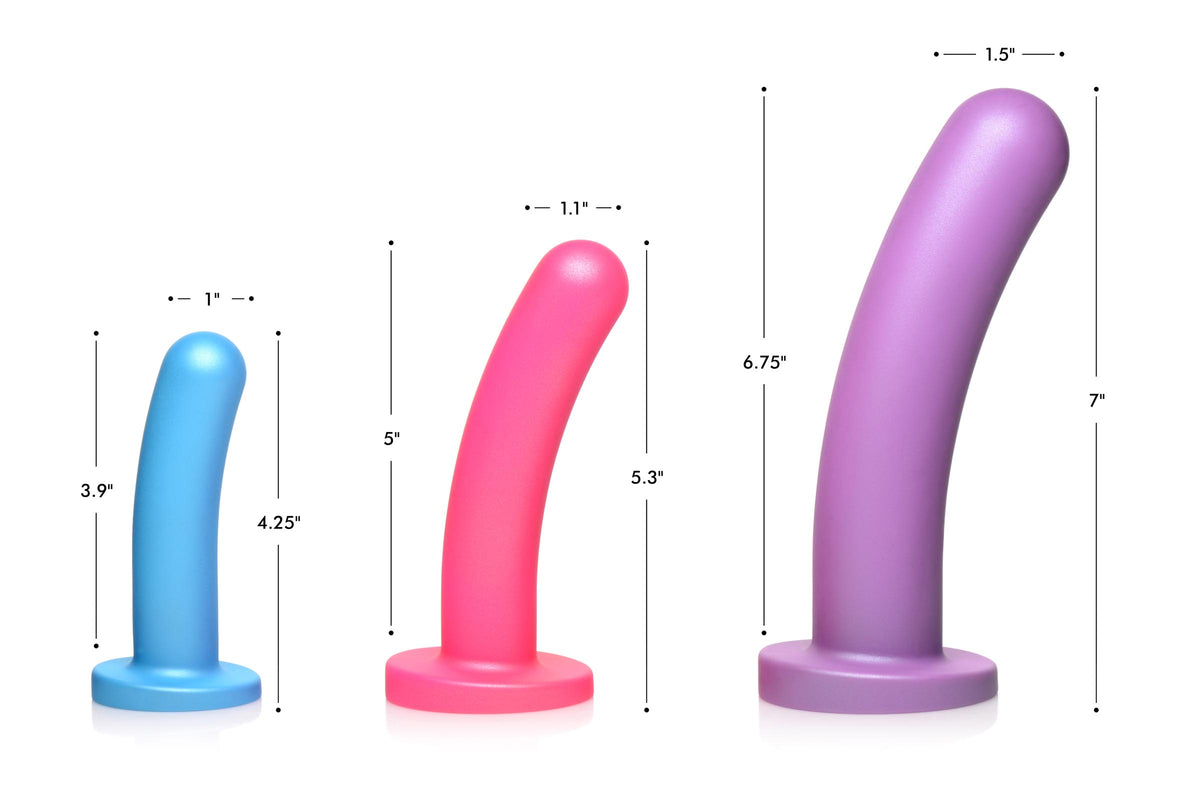 Triple Peg 28X Vibrating Silicone Dildo Set with Remote Control, Silicone (view 3)