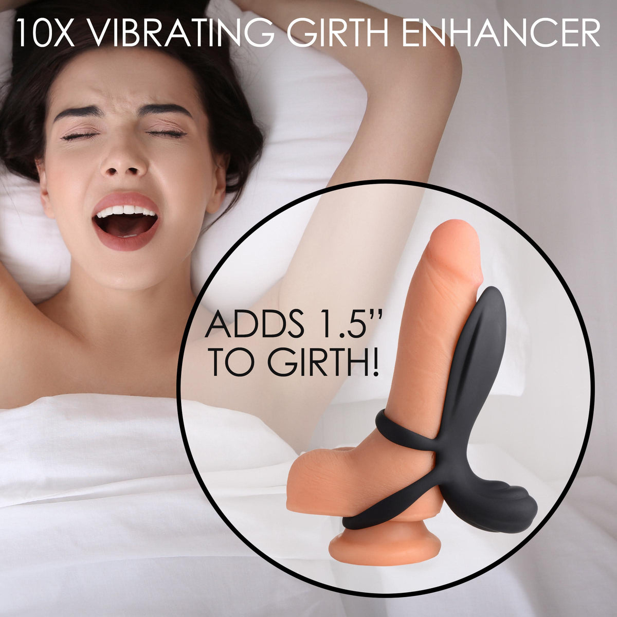 10X Silicone Vibrating Girth Enhancer with Remote Control – cock ring, Silicone (view 2)
