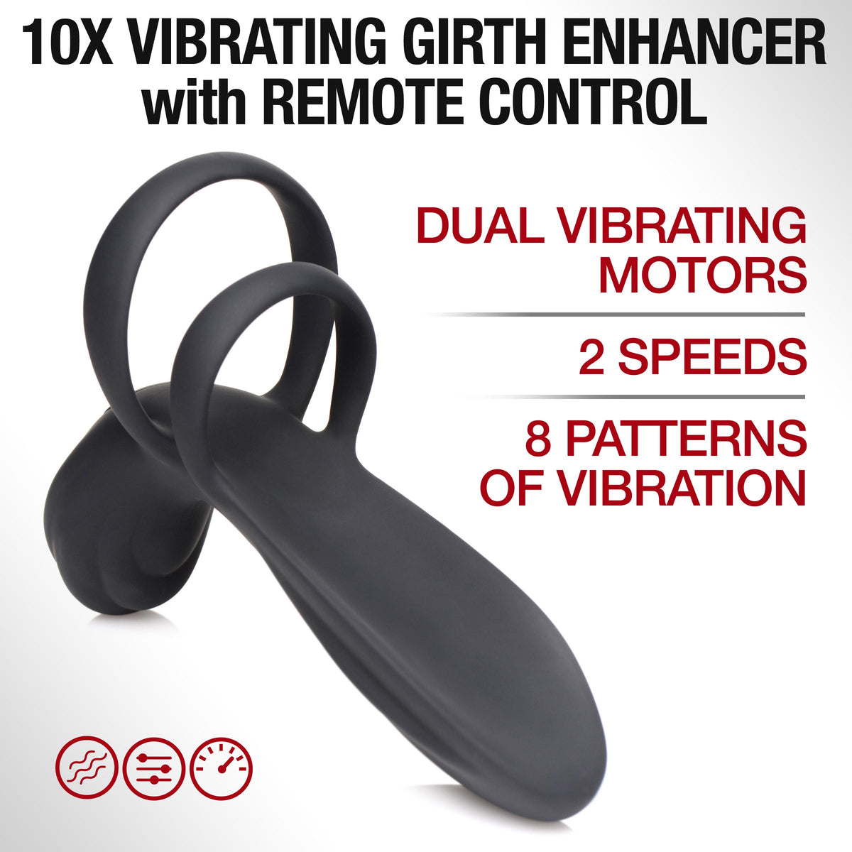 10X Silicone Vibrating Girth Enhancer with Remote Control – cock ring, Silicone (view 3)