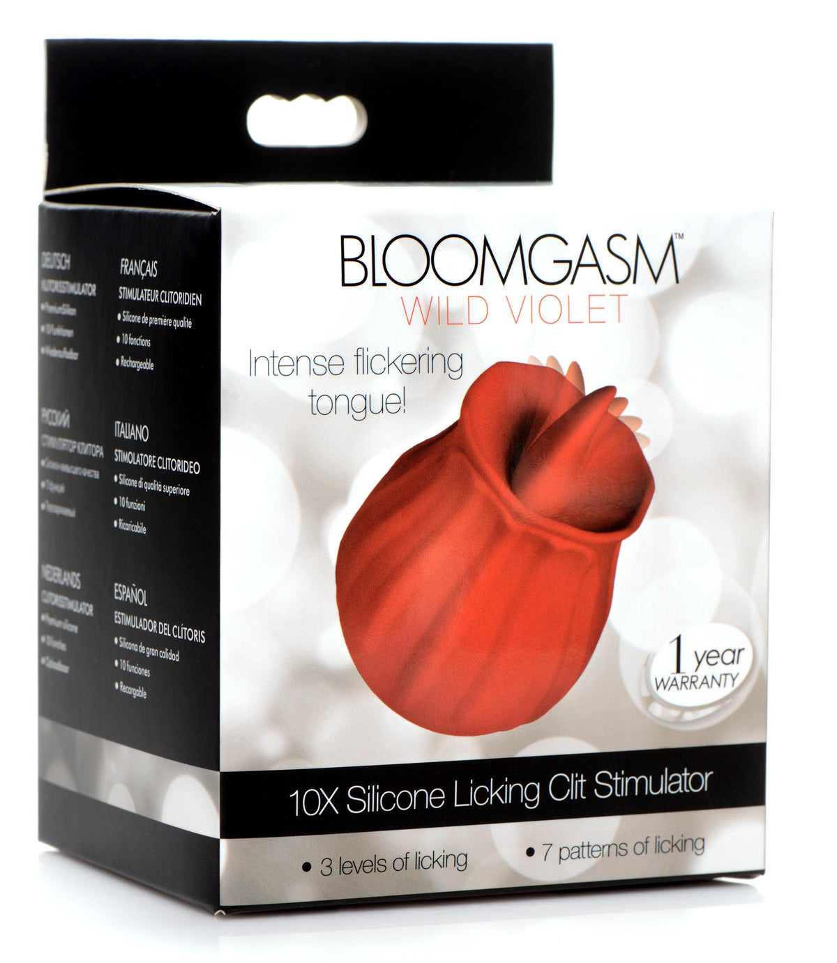 Bloomgasm Wild Violet 10X Silicone Clit Licking Stimulator - Red – clitoral suction toy, Silicone (view 6)