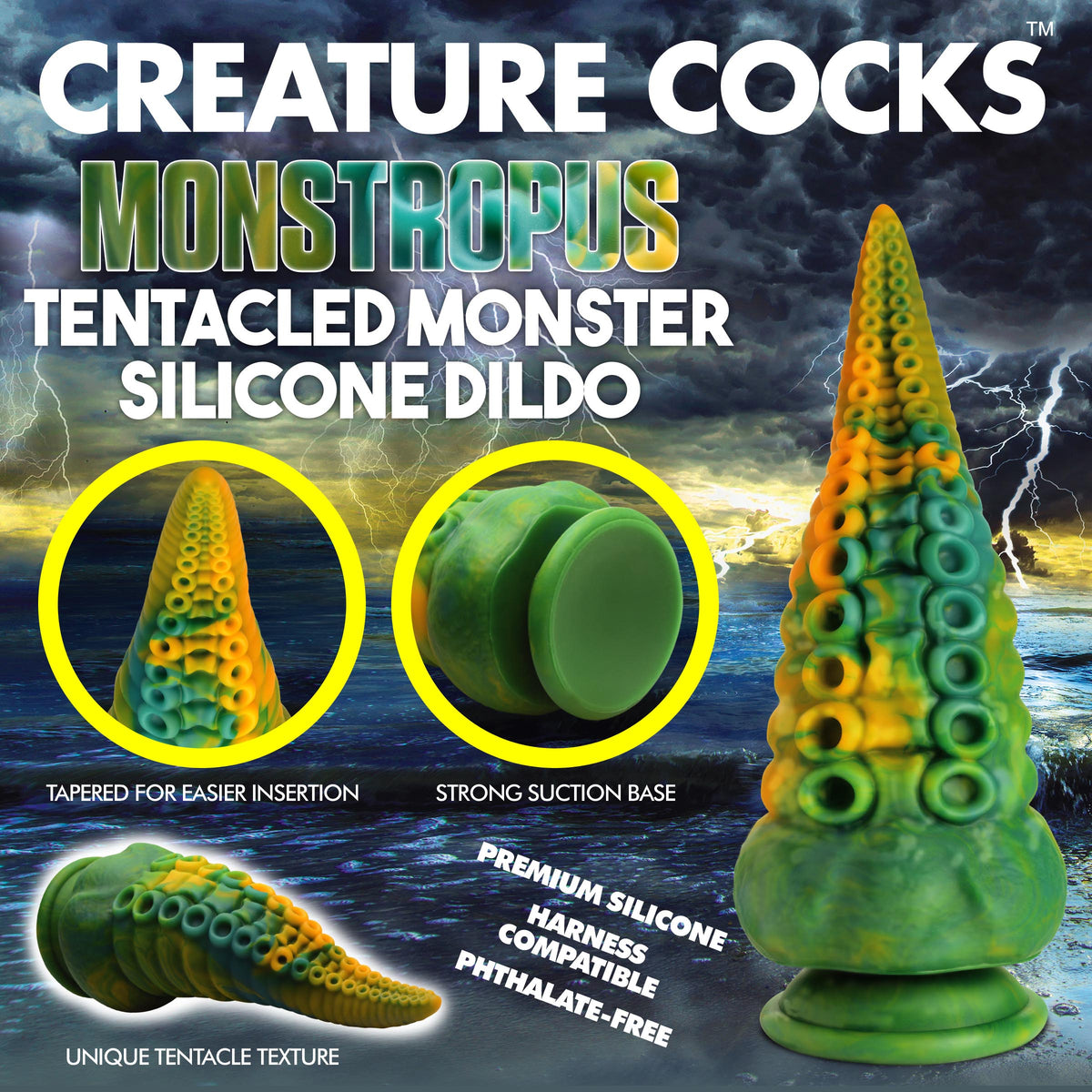 Monstropus Tentacled Monster Silicone Dildo, Silicone (view 3)