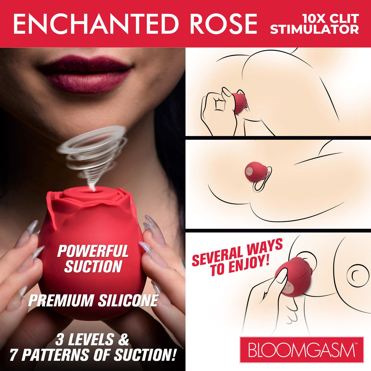 Enchanted Rose 10X Clit Stimulator – clitoral suction toy, Silicone (view 2)