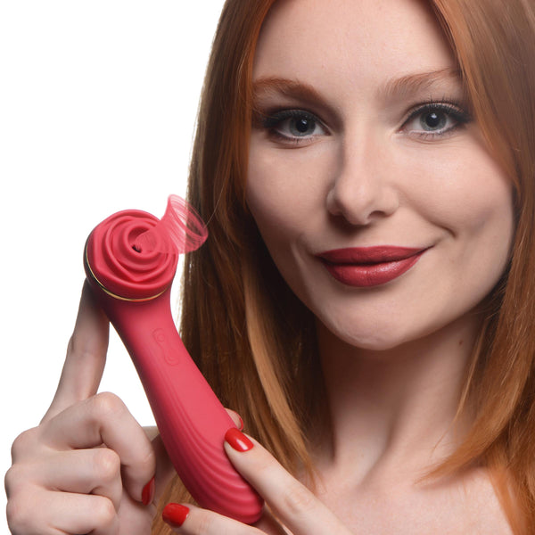 Passion Petals 10X Silicone Suction Rose Vibrator - Red – clitoral suction toy, Silicone