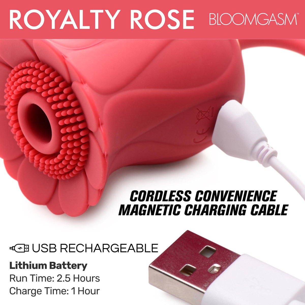 Royalty Rose Textured Suction Clit Stimulator – clitoral suction toy, Silicone (view 3)