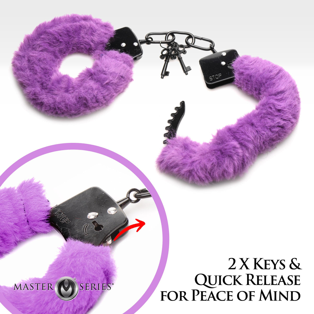 Cuffed in Fur Furry Handcuffs - Purple – restraints and cuffs, Metal (view 4)