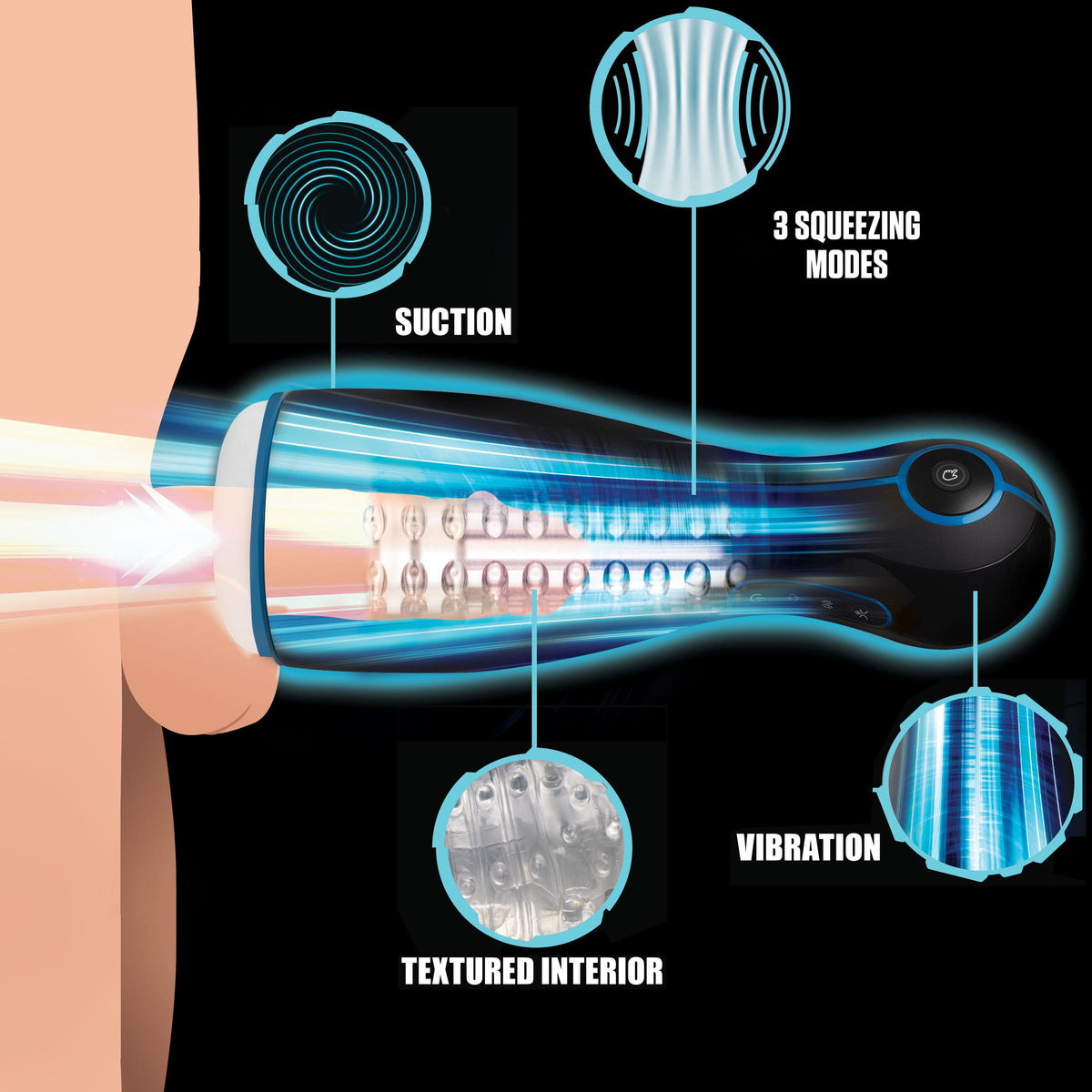 The Milker Extreme 16X Sucking, Squeezing, and Vibrating Masturbator, Silicone