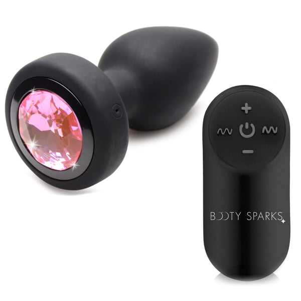 28X Vibrating Silicone Pink Gem Anal Plug - Small – butt plug, Silicone