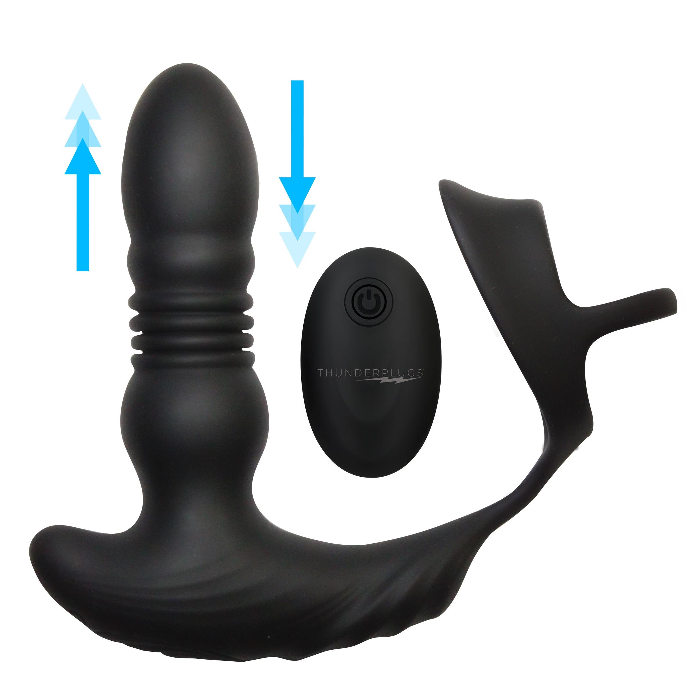 Cock Ball Ring and Remote Thrusting Vibrator - Black