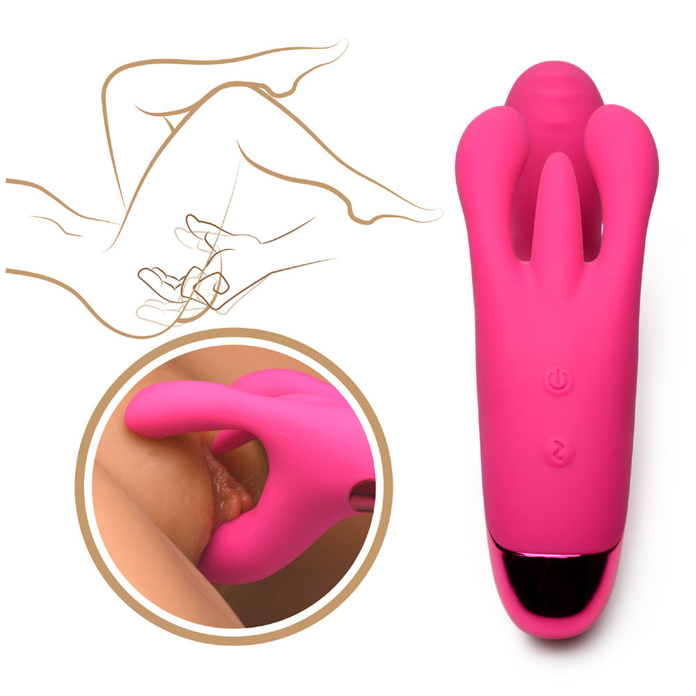 10X Triple Rabbit Silicone Vibrator - Pink – rabbit vibrator, Silicone (view 3)
