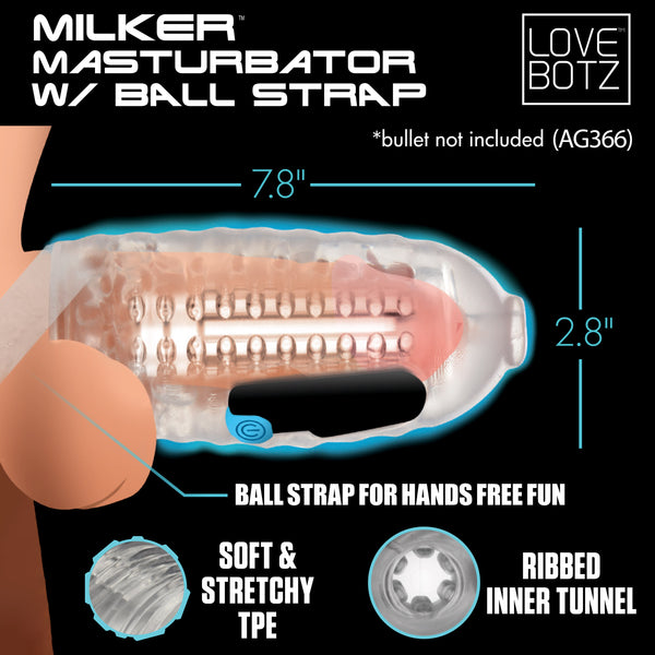 Milker Masturbator with Ball Strap, TPE