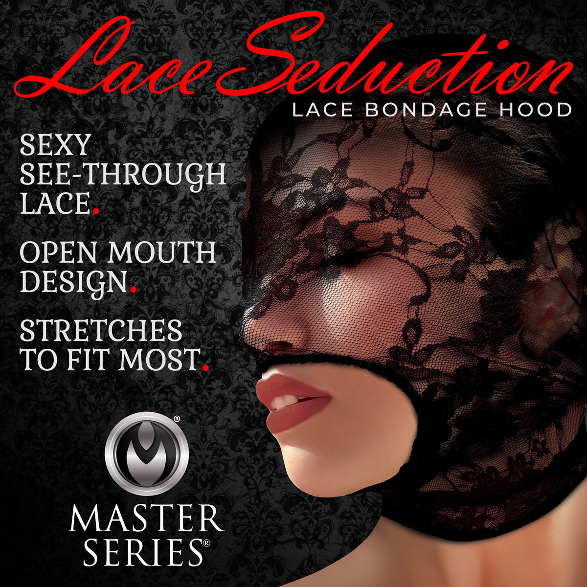 Lace Seduction Bondage Hood – hood and blindfold, Fabric (view 2)