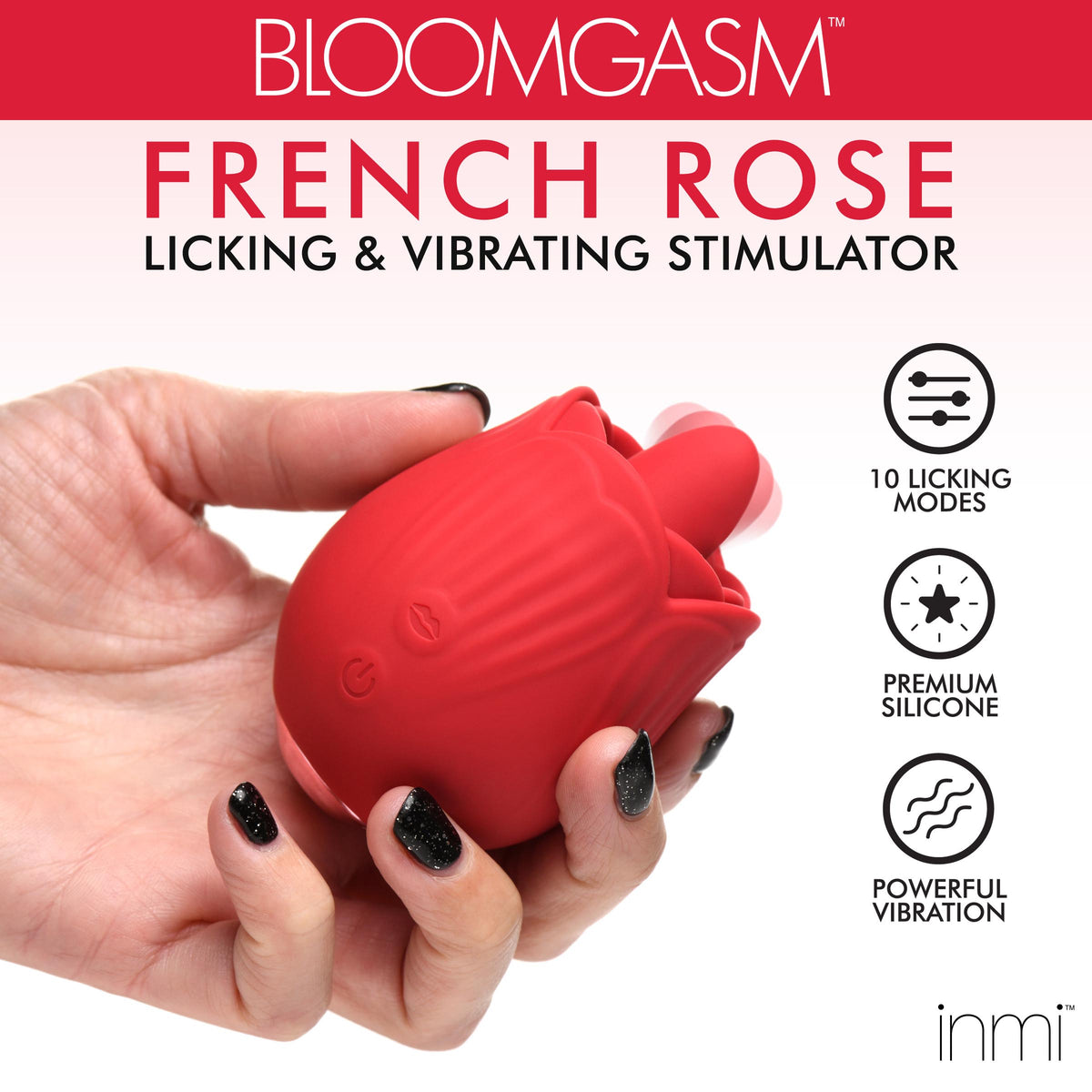 10X French Rose Licking and Vibrating Stimulator – clitoral suction toy, Silicone (view 2)