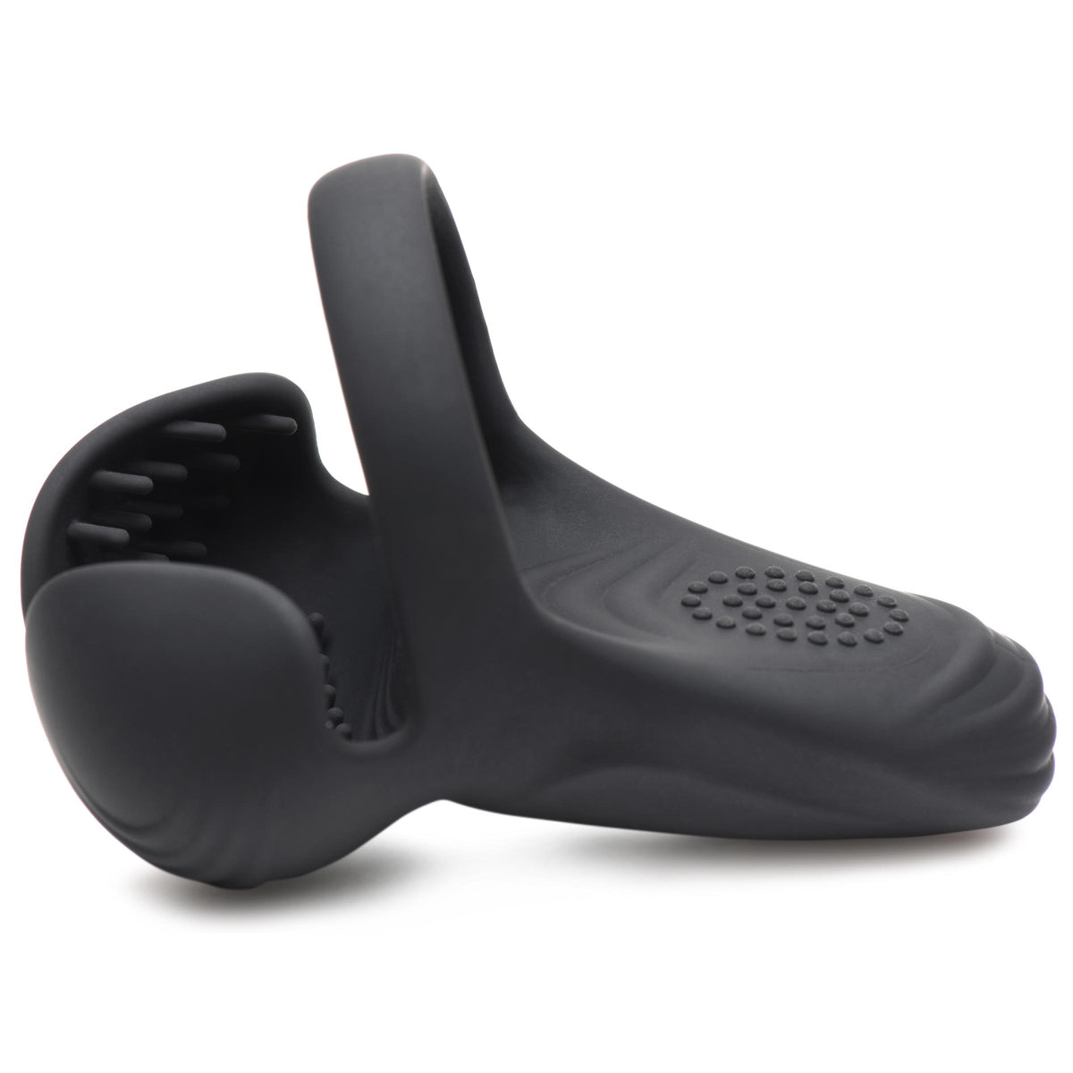 10X Vibrating Silicone Cock Ring with Taint Stim and Remote, Silicone (view 5)