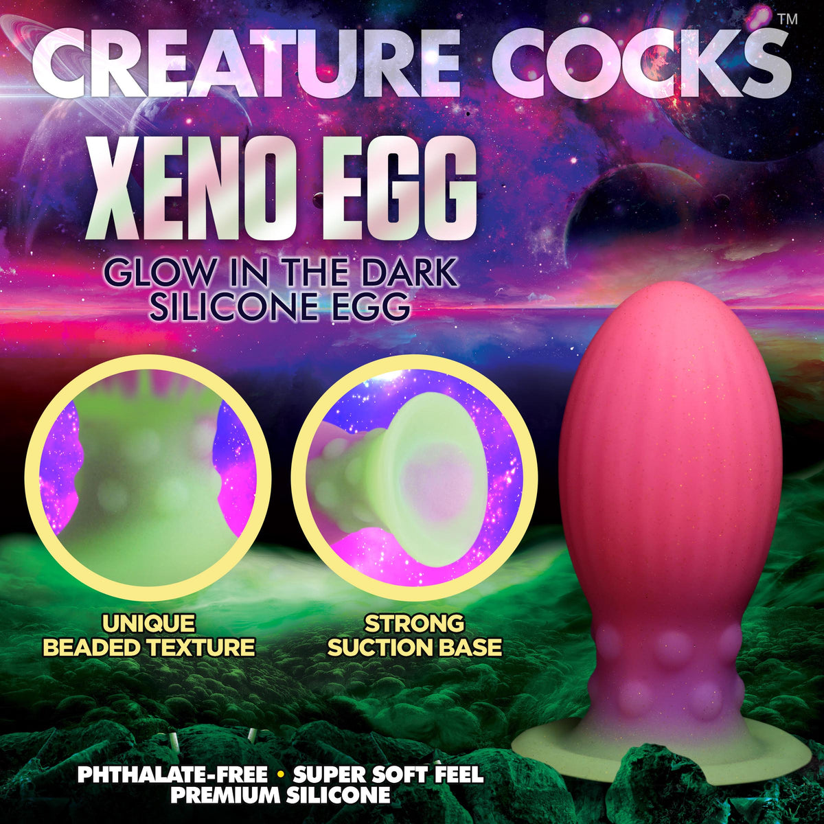 Xeno Egg Glow in the Dark Silicone Egg - Large – bullet and egg vibrator, Silicone (view 3)