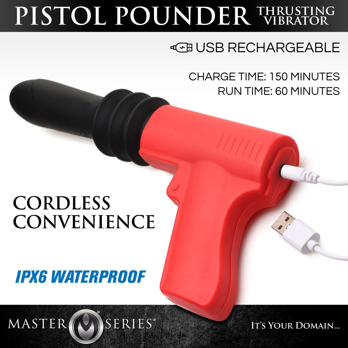Pistola Pounder Thrusting Vibrator, Silicone (view 3)