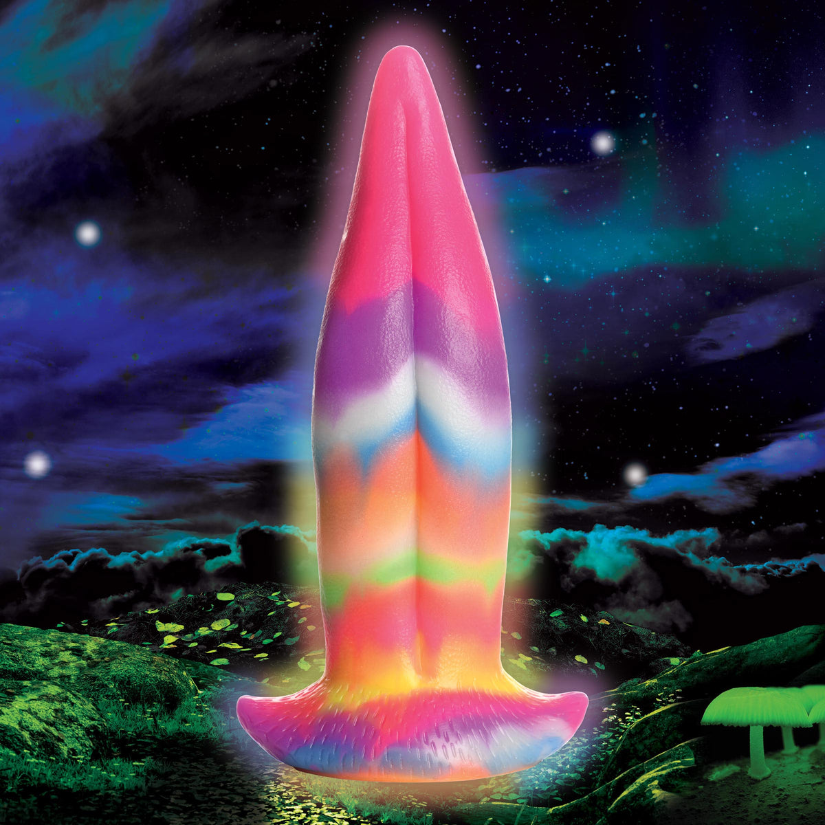 Unicorn Kiss Unicorn Tongue Glow-in-the-Dark Silicone Dildo – clitoral suction toy, Silicone
