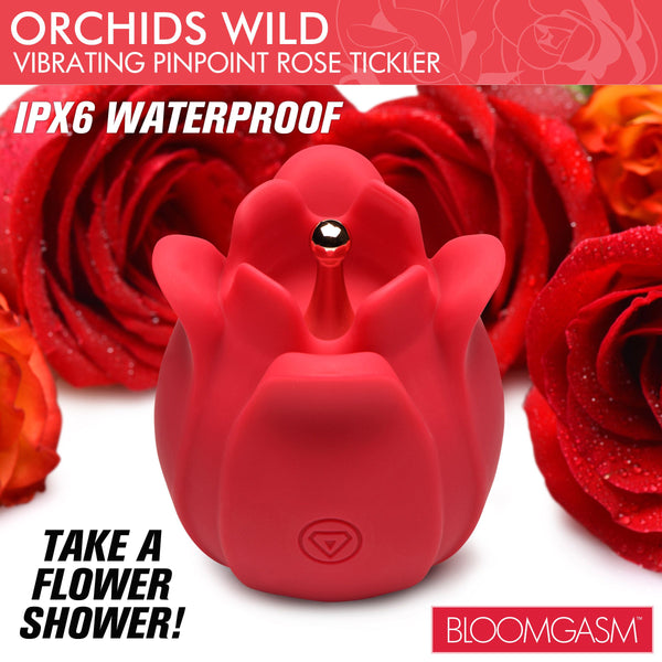 Orchids Wild Vibrating Pinpoint Rose Tickler – clitoral suction toy, Silicone