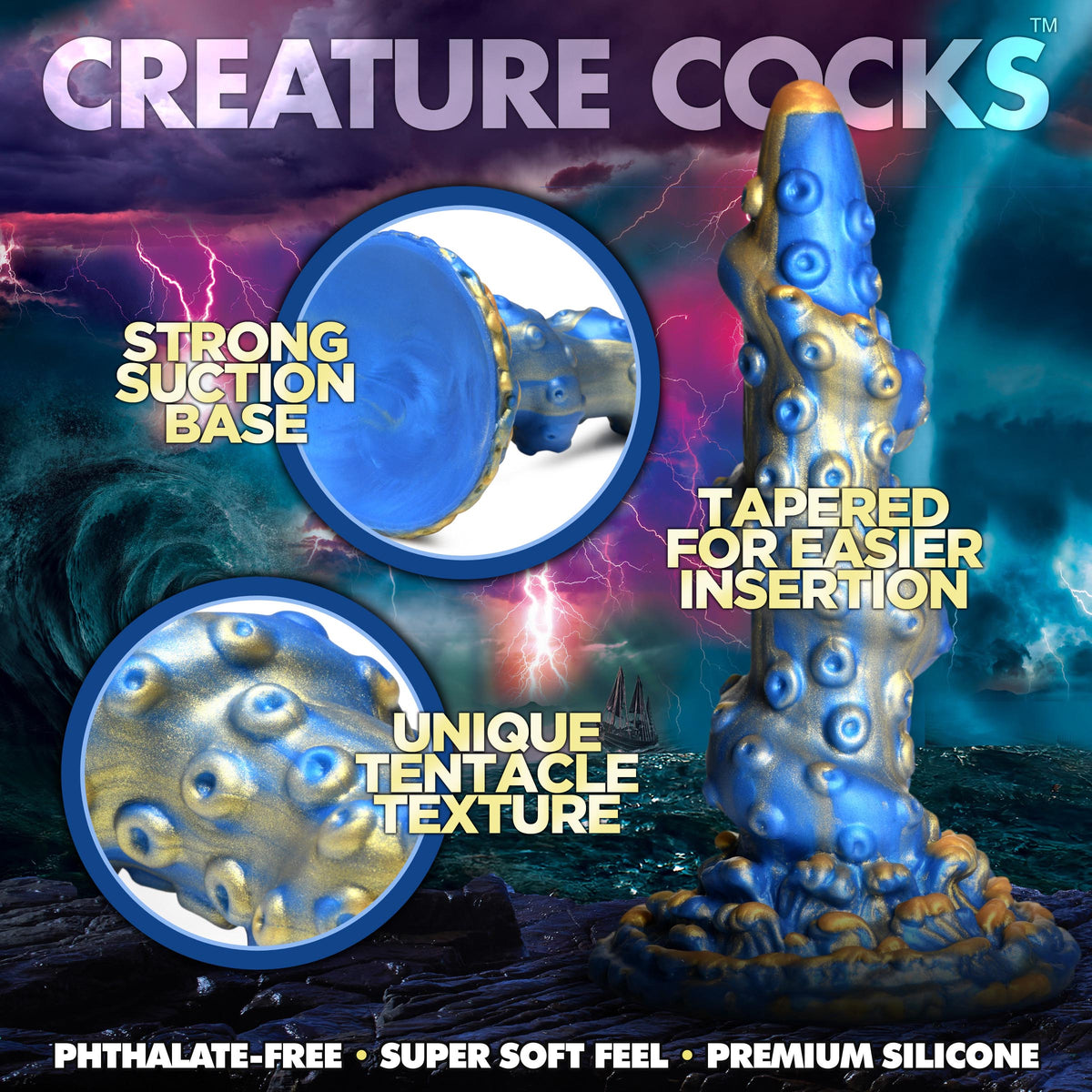 Lord Kraken Tentacled Silicone Dildo, Silicone (view 2)