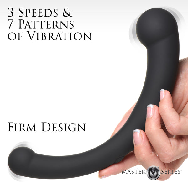 10X Vibra-Crescent Vibrating Silicone Dual-Ended Dildo - Black, Silicone