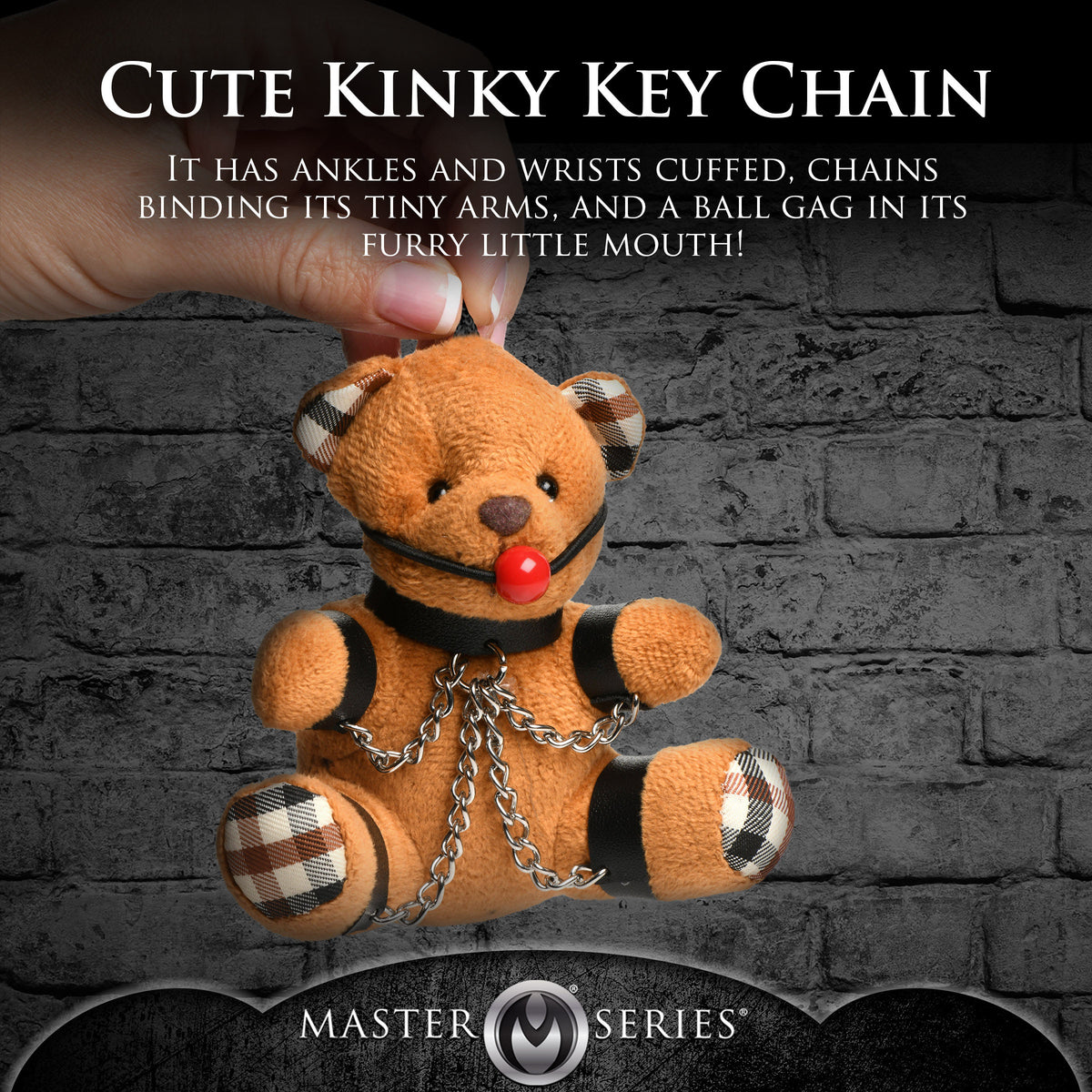 Gagged Teddy Bear Keychain, Metal (view 3)
