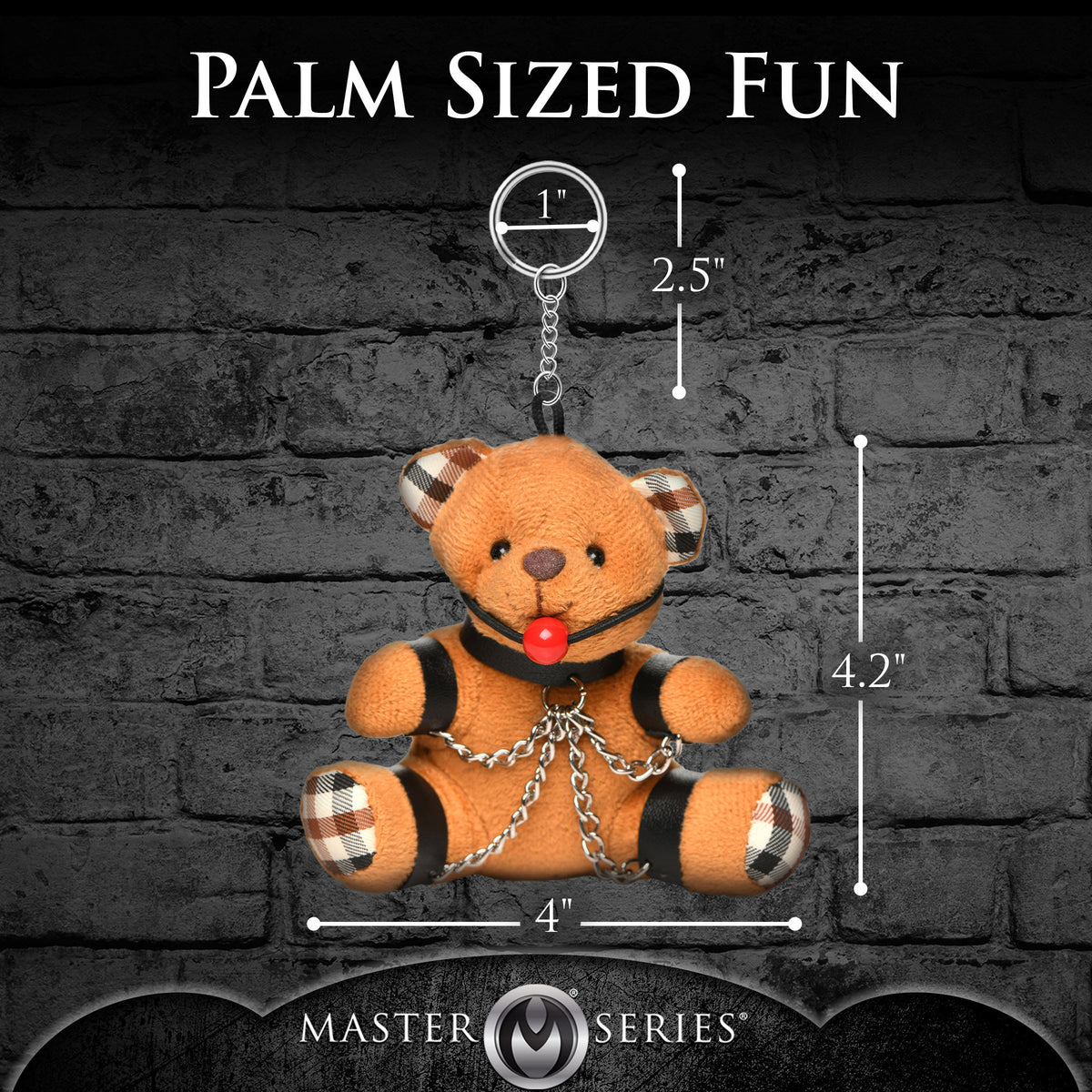 Gagged Teddy Bear Keychain, Metal (view 4)