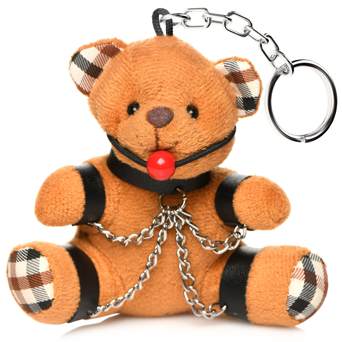 Gagged Teddy Bear Keychain, Metal