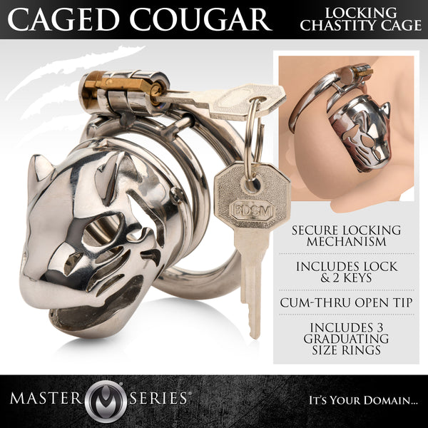Caged Cougar Locking Chastity Cage – chastity device, Metal