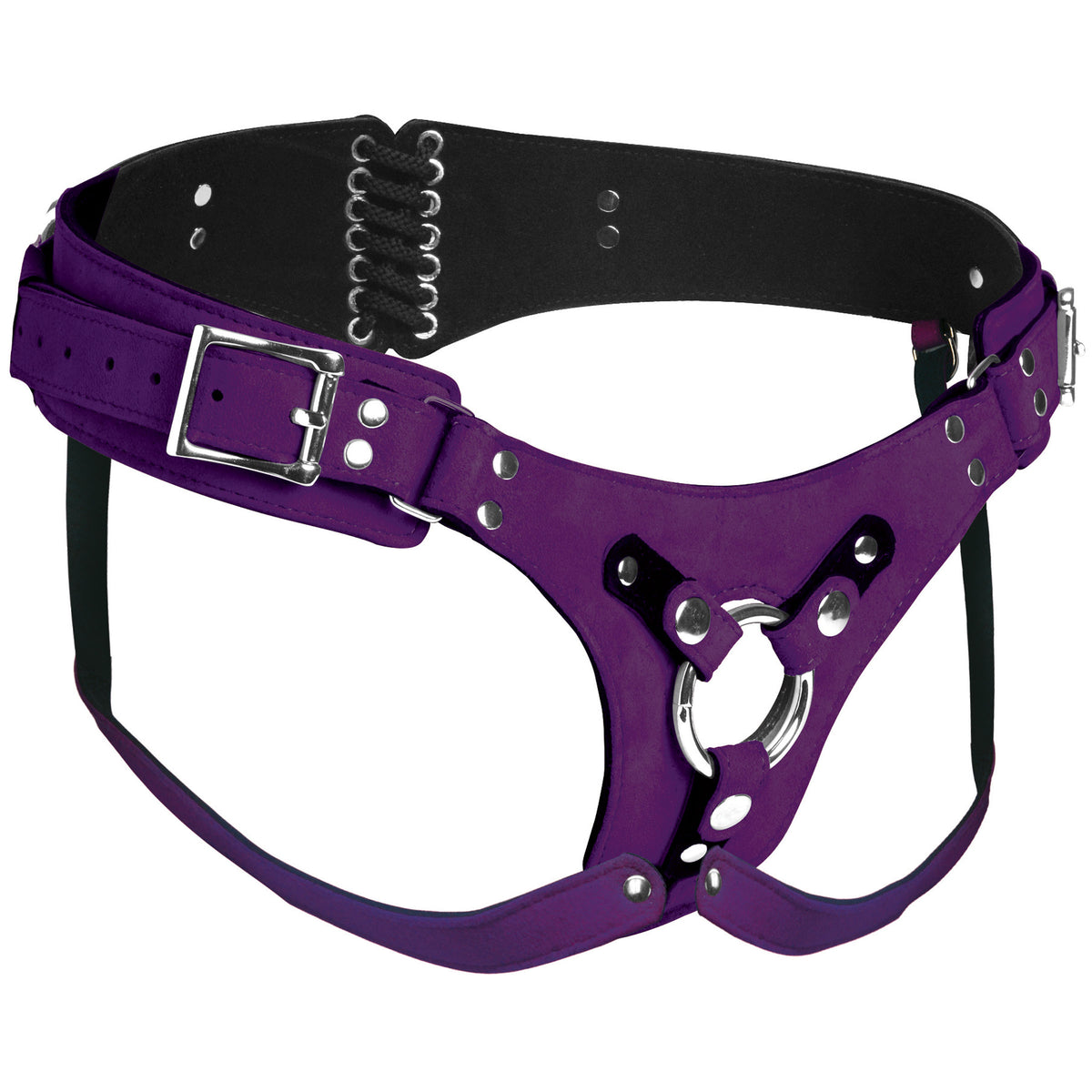 Bodice Deluxe Leather Corset Harness - Purple – strap-on and harness, Metal (view 5)