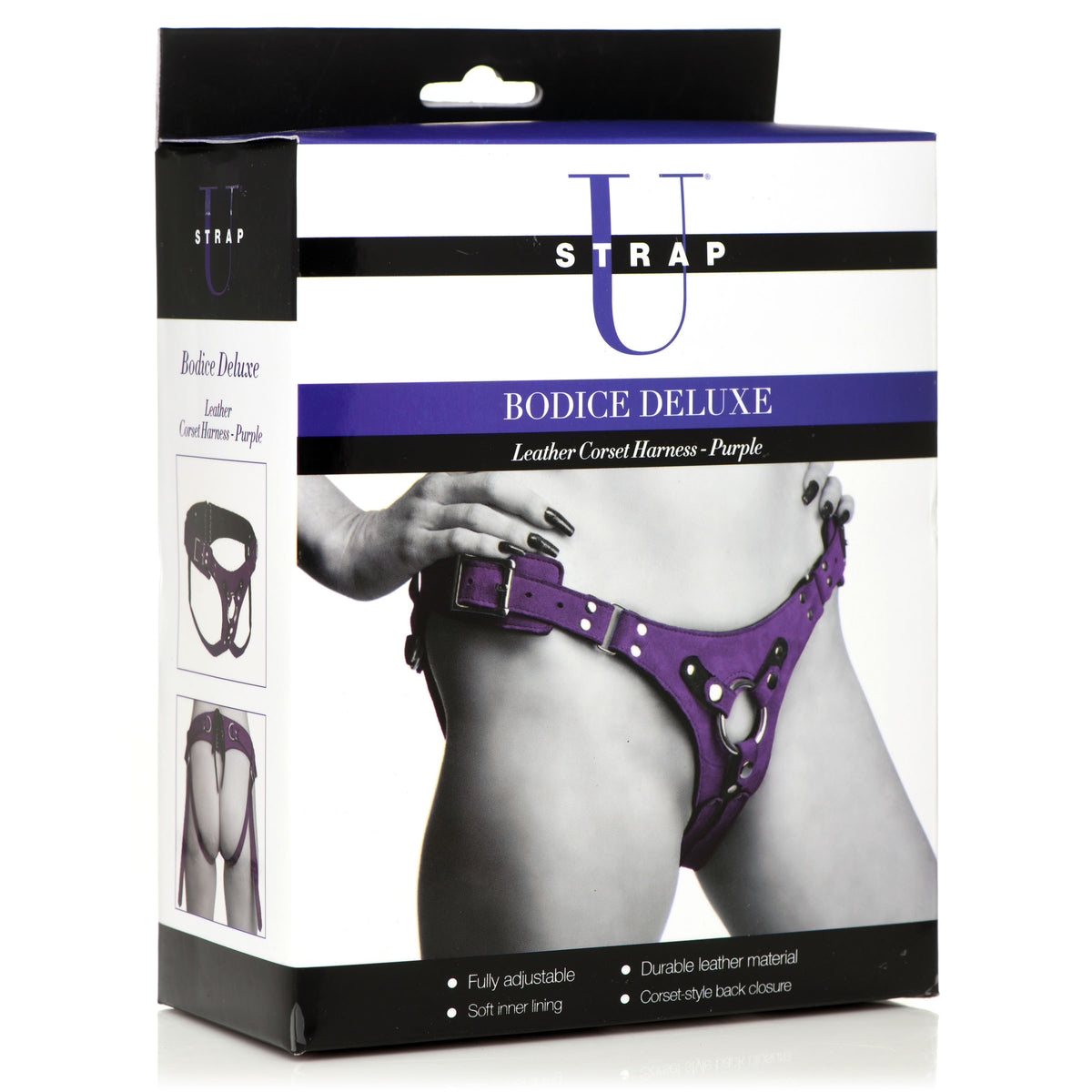 Bodice Deluxe Leather Corset Harness - Purple – strap-on and harness, Metal (view 6)