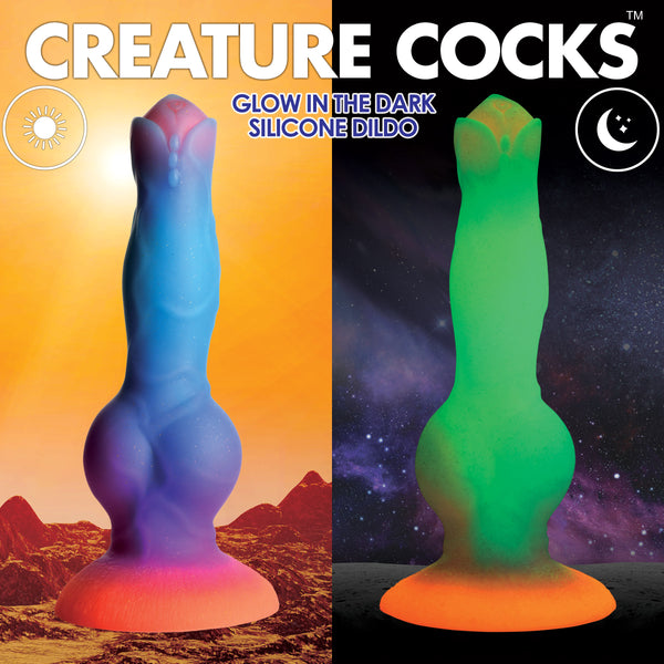 Space Cock Glow-in-the-Dark Silicone Alien Dildo, Silicone