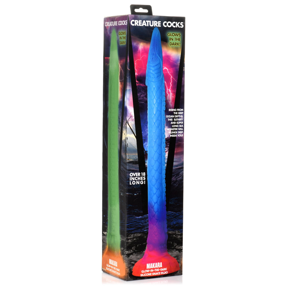 Makara Glow-in-the-Dark Silicone Snake Dildo, Silicone (view 6)