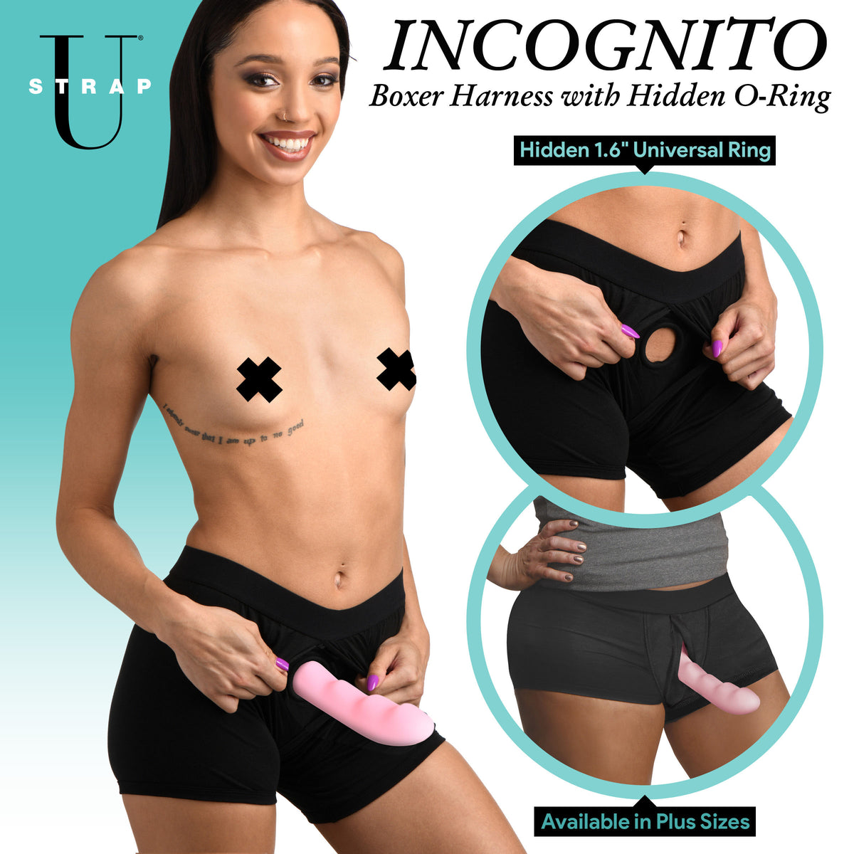 Incognito Boxer Harness with Hidden O-Ring - 2XL – strap-on and harness, rubber (view 3)