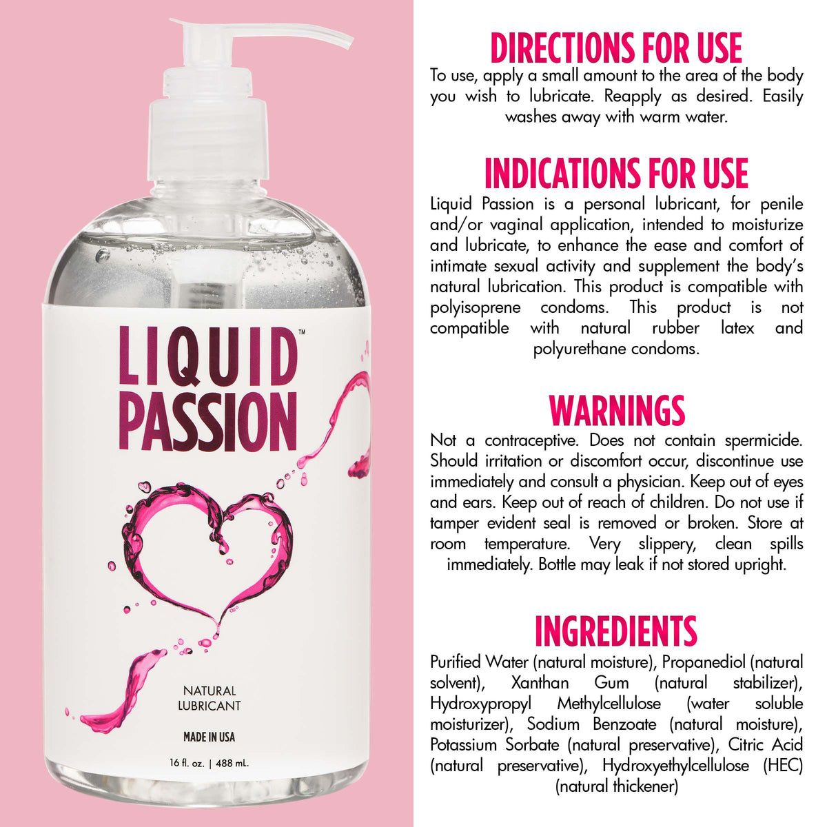 Liquid Passion Natural Lubricant - 16oz (view 5)