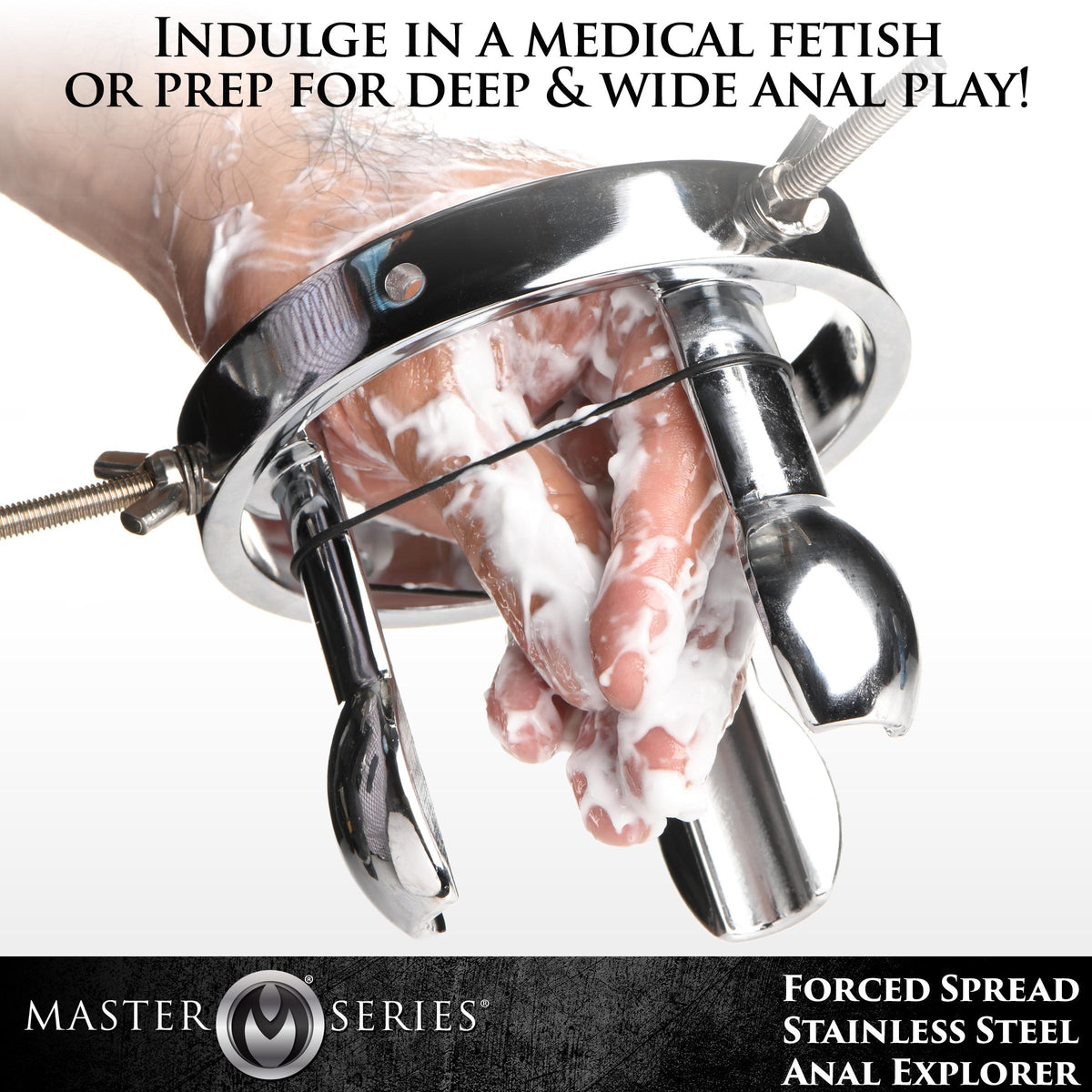 Forced Spread Stainless Steel Anal Explorer, Silicone (view 4)