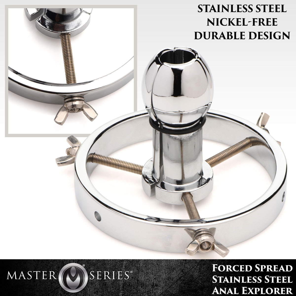 Forced Spread Stainless Steel Anal Explorer, Silicone (view 6)