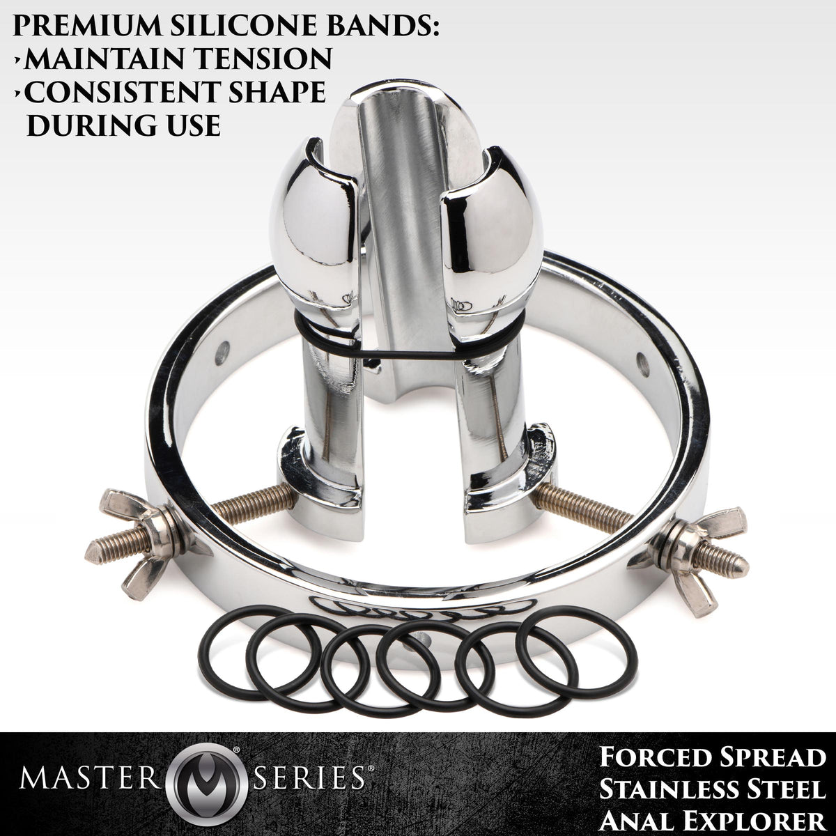 Forced Spread Stainless Steel Anal Explorer, Silicone (view 5)