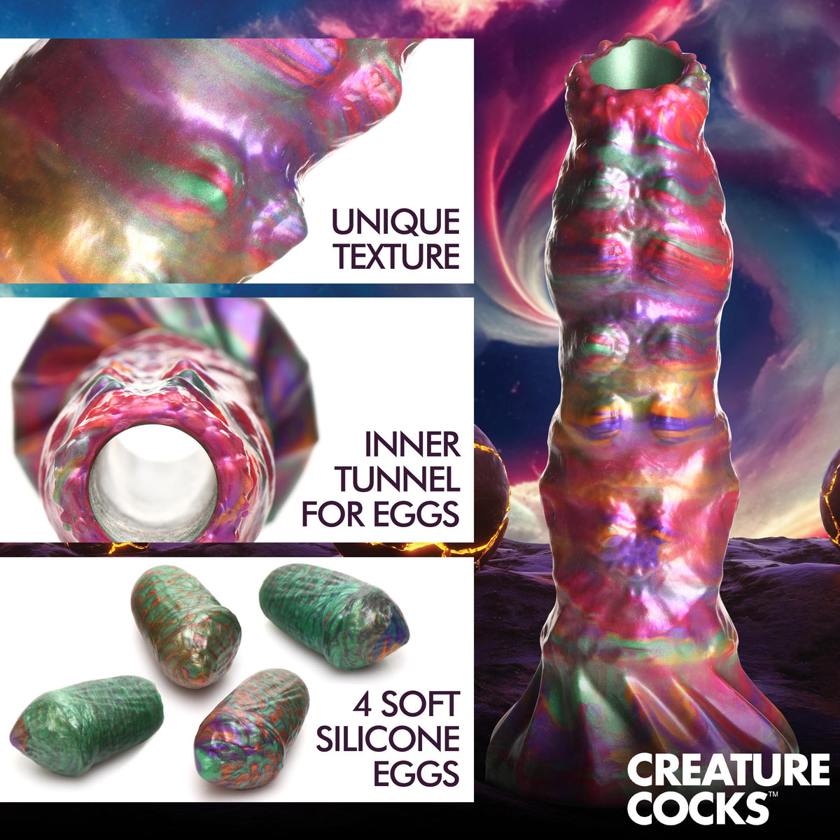 Larva Silicone Ovipositor Dildo with Eggs, Silicone (view 2)