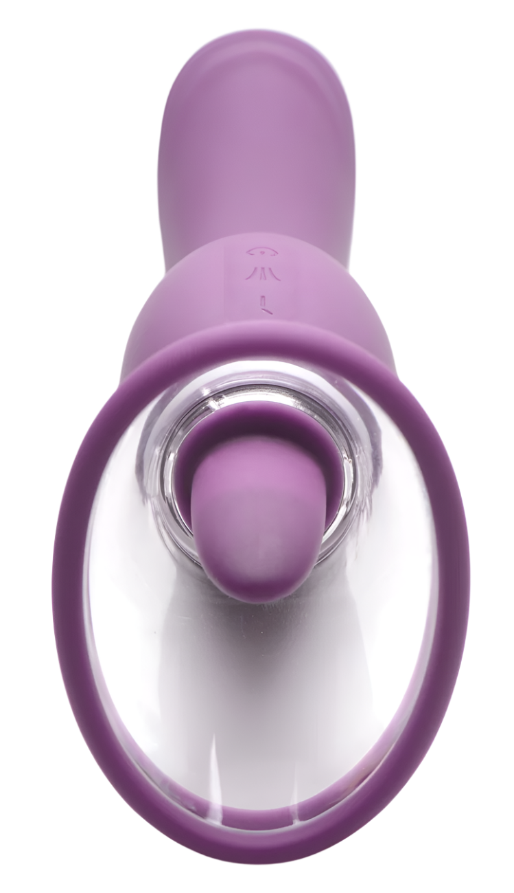 Purple silicone tongue vibrator, 8-speed design close-up view