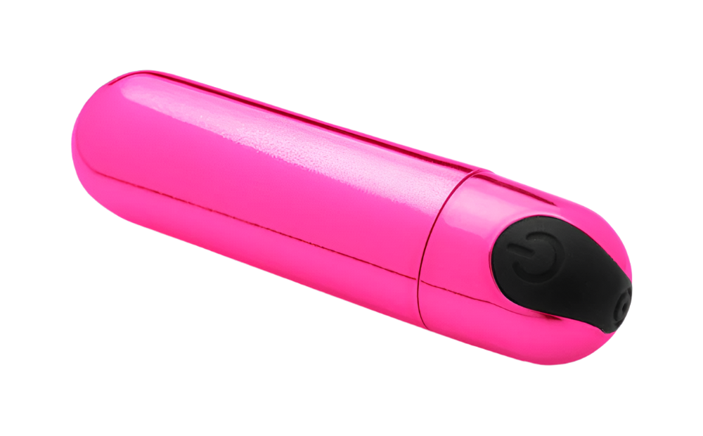 Angled shot of the pink Bullet Vibrator highlighting its elegant curves 