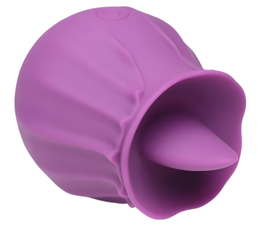 10-speed silicone tongue vibrator in purple angled top view