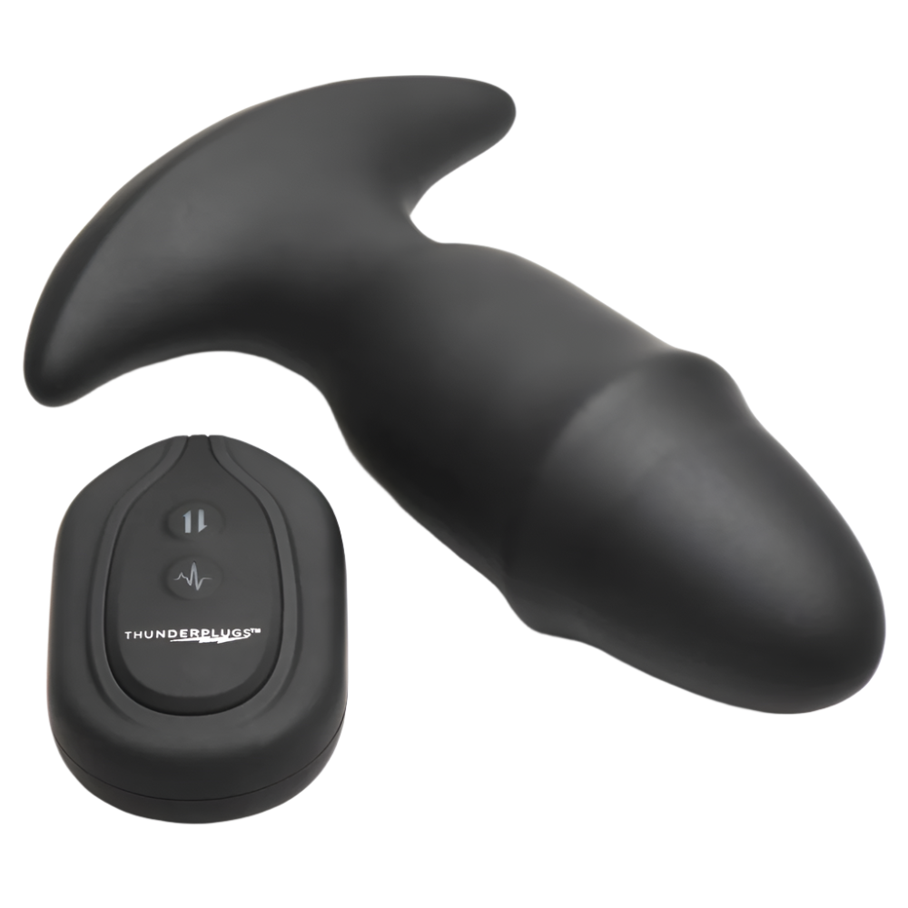 Black 10-speed sliding ring silicone remote control vibrators, side view