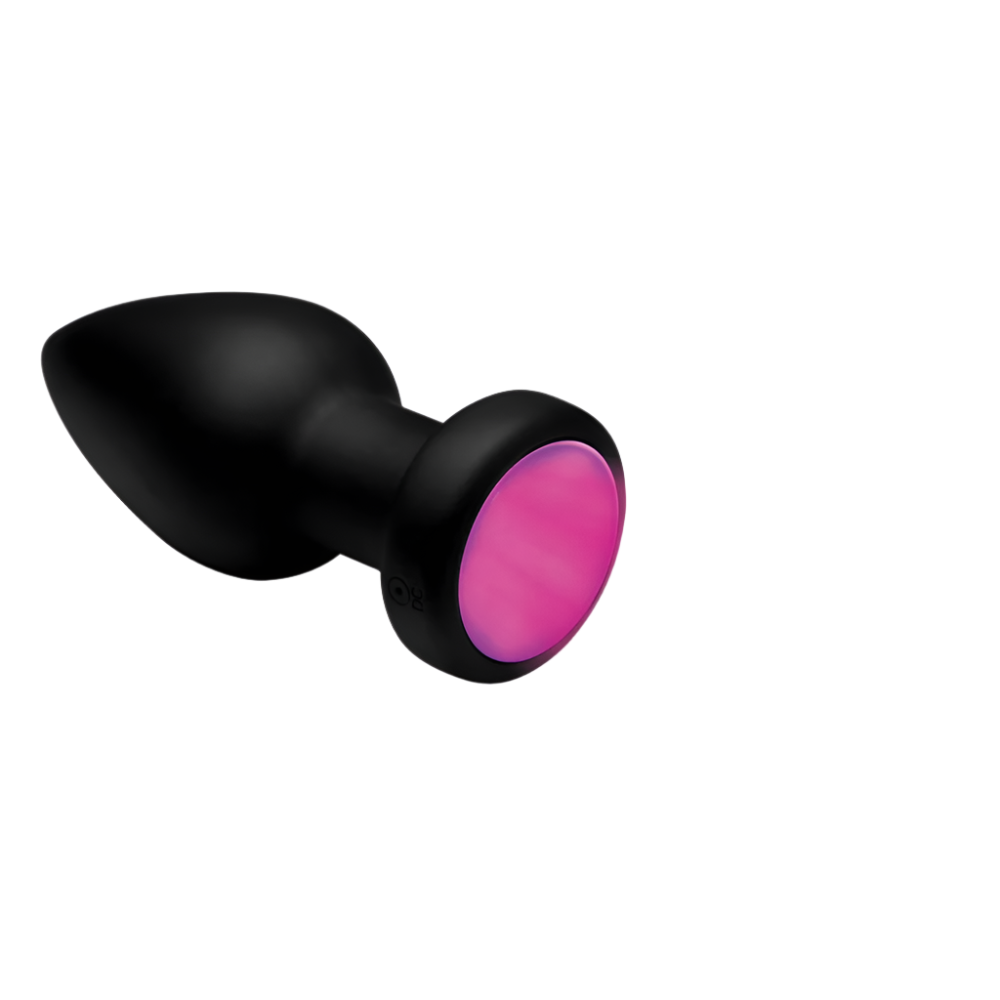 Black anal vibrator with pink LED light