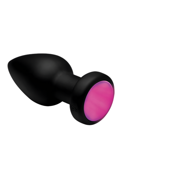 Black anal vibrator with pink LED light