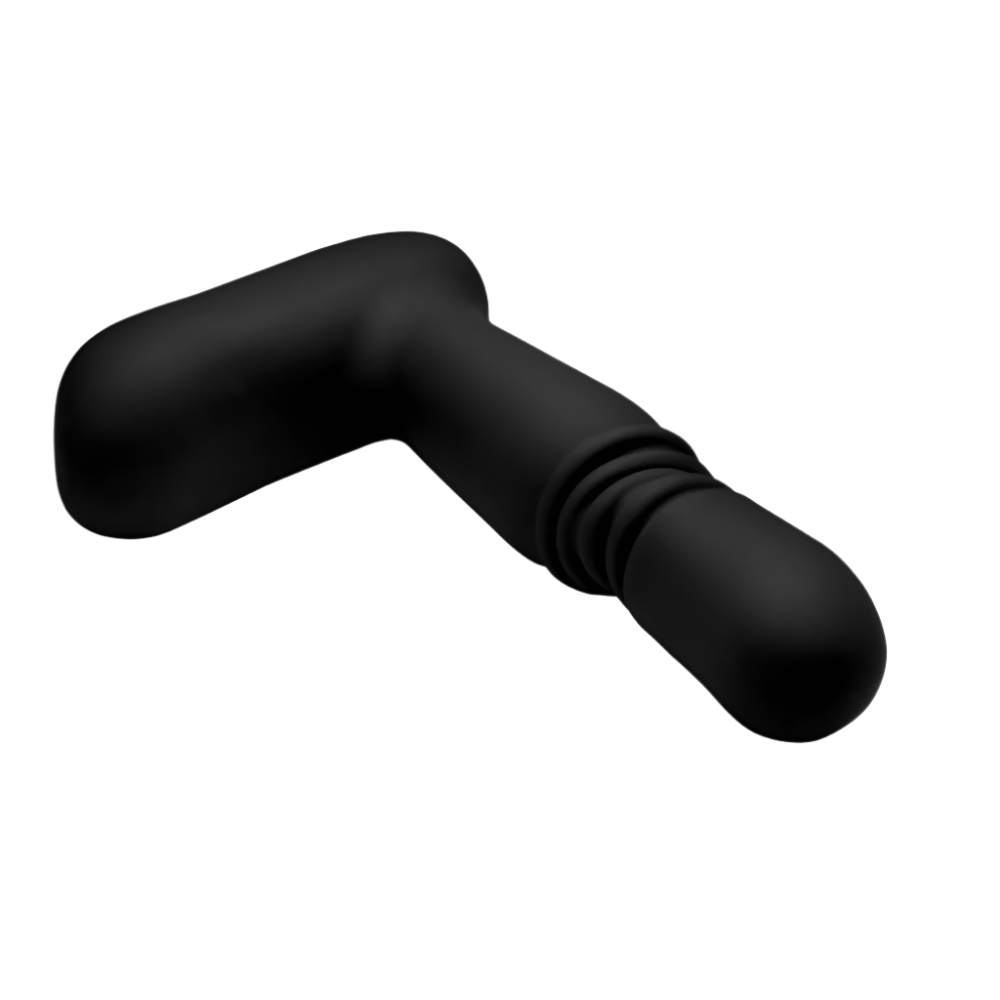 Thrusting Vibrator in black color close-up showing silicone finish