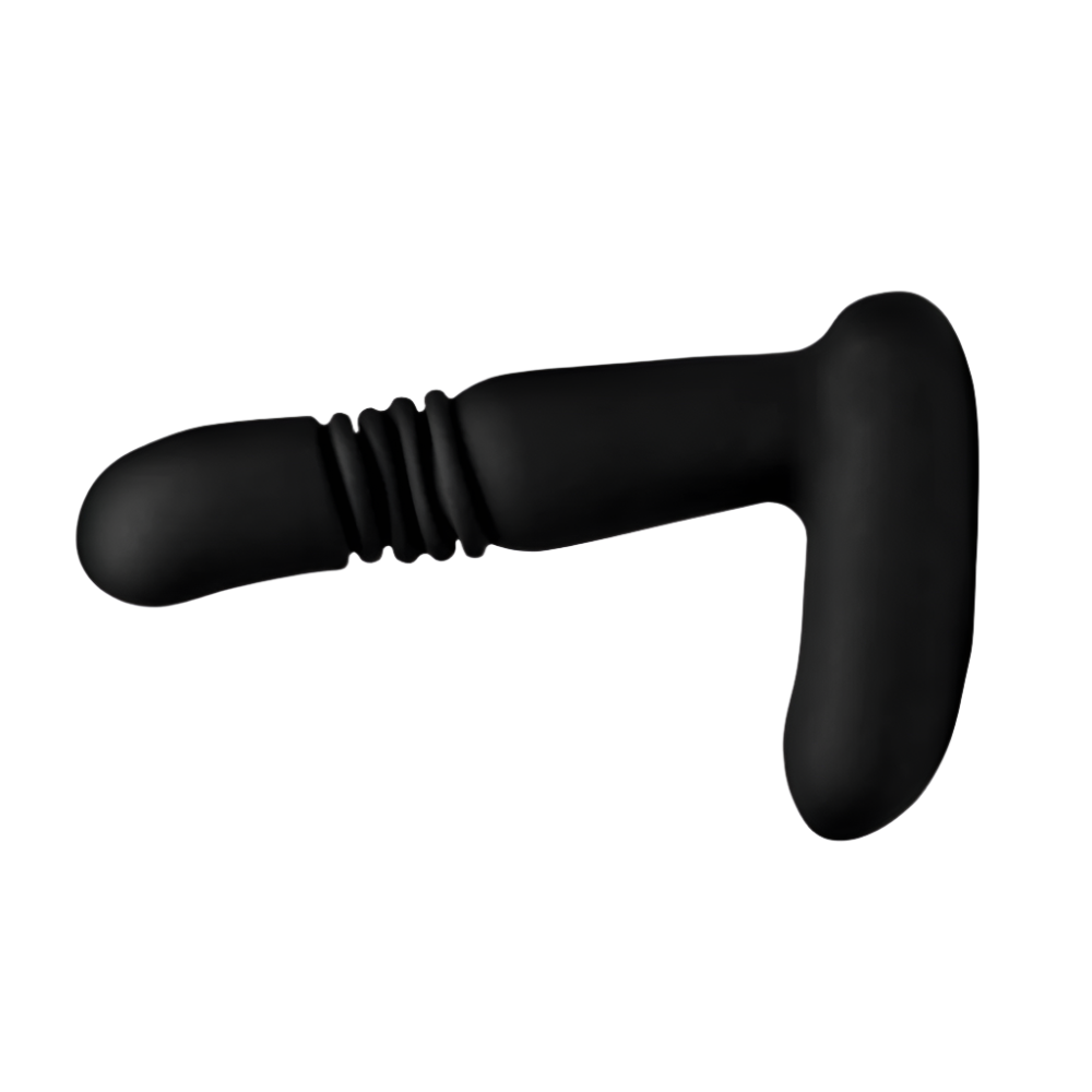 Black Thrusting Vibrator side view with remote control feature