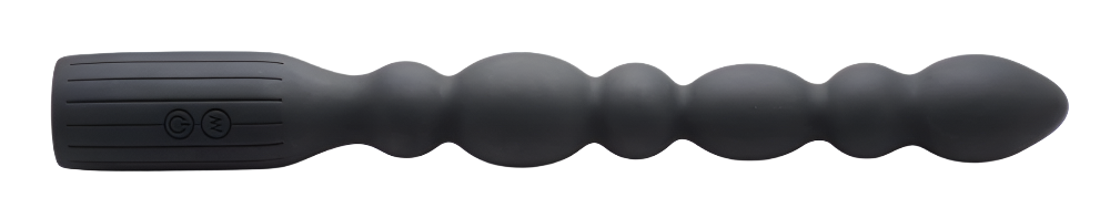 Black Anal Vibrator - Side view of Viper Anal Beads silicone design